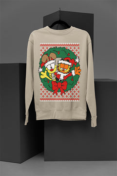 UGLY Retro Garfield and Odie Christmas Sweatshirt | Vintage Cartoon Characters | Nostalgic