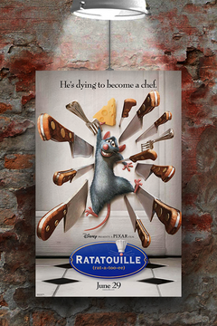 Ratatouille Gloss Poster featuring Remy and Linguini | Film Fan Art | Chef's Kitchen Decor