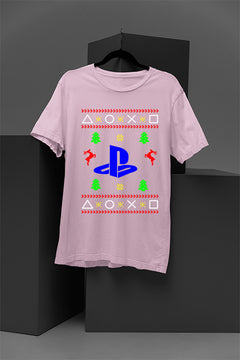 UGLY Retro PlayStation Logo Christmas T-Shirt | Holiday Gamer Gift | Vintage Video Game Xmas Tee |