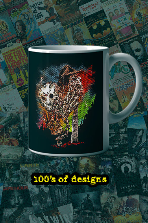 Horror Film Graffiti Style Freddie and Jason 11oz Mug | Urban Horror Art Coffee Cup