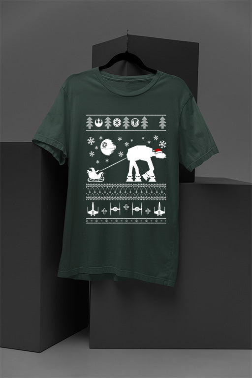 UGLY Galactic Sleigh Star Wars Christmas Tee | Retro Sci-Fi Festive Tee | Vintage Star Wars