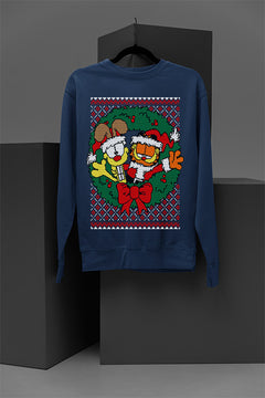 UGLY Retro Garfield and Odie Christmas Sweatshirt | Vintage Cartoon Characters | Nostalgic