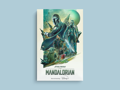 The Mandalorian Canvas Print | Sci-Fi TV Show | Baby Yoda | Space Western Art