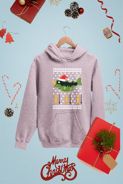 KIDS UGLY Festive Fishy Feast Christmas Fish | Kids Christmas Ugly Design Hoodie