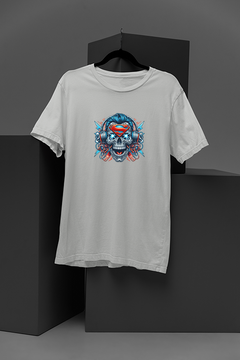 "Superman Skull Beats Tee | Hip DC Comics Inspired Design | Metallic Coolness with Headphones | Trendy Streetwear Statement"