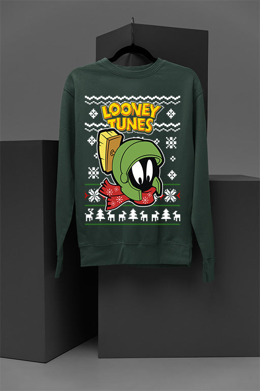UGLY Retro Marvin the Martian Christmas Sweatshirt | Looney Tunes Cartoon Holiday Sweater | Trend