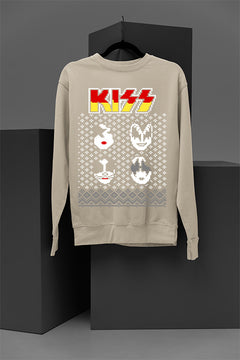UGLY Rock Legends Kiss Band Logo Faces Christmas Sweatshirt | Vintage Glam Rock | 1970s