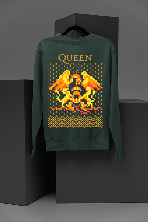 UGLY Retro Queen Band Logo Christmas Sweatshirt | Vintage 70s Glam Rock | Bohemian