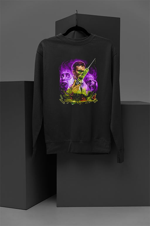 Horror Re-Animator Cozy Pullover Sweatshirt | Cult Classic Warm Hoodie | Retro Halloween Sweater