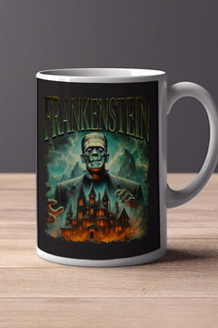 Halloween Frankenstein 11oz Mug | Horror Film Poster Design | Classic Monster Movie | Halloween Decor | Spooky Coffee Cup