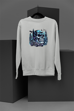 "Dark Knight Revival Sweatshirt | Batman Skull Design with Batmobile Sweatshirt"