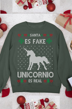 "Santa is Fake Unicorns are Real" Christmas Sweatshirt | Holiday Fashion | Trend"