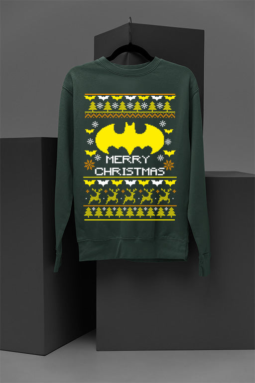 UGLY Christmas BatSignal | Dark Knight Festive Sweater | Retro Gotham Holiday Jumper