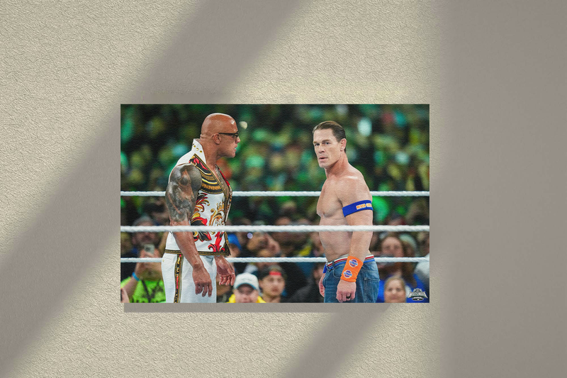 Wrestlemania 40 Canvas Print | The Rock And John Cena Staredown Design | Wrestling Fan Art Décor | WWE Wrestlemania Memorabilia | Sport Entertainment Wall Art | Iconic Wrestling Legends Photo Print