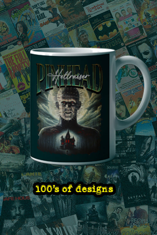 Halloween Pinhead 11oz Mug | Horror Film Collector's Item | Creepy Pinhead Design Mug | Horror Movie Memorabilia Mug