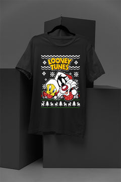 UGLY Retro Sylvester and Tweety Festive Vibes T-Shirt | Looney Tunes Retro