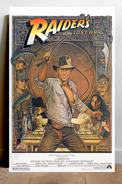 Raiders of the Lost Ark Harrison Ford Poster | Film Memorabilia | Movie Poster Print | Vintage Movie Art Print | Indiana Jones Wall Art