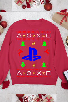 UGLY Retro PlayStation Logo Christmas Sweatshirt | Holiday Gamer Gift | Vintage Video Game Xmas Sweater
