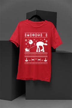 UGLY Galactic Sleigh Star Wars Christmas Tee | Retro Sci-Fi Festive Tee | Vintage Star Wars