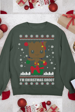 UGLY Marve Baby Groot I Am Christmas Groot | Marvel Christmas Sweatshirt | Holiday Funny