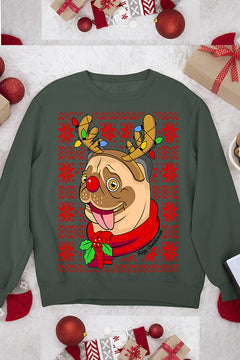 UGLY Pugy Christmas Vintage Sweater | Funny Pug Christmas Sweatshirt | Retro Christmas U