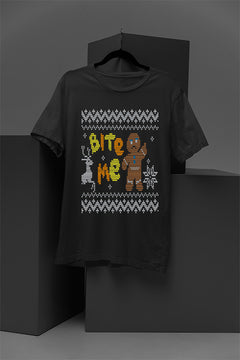 UGLY Gingerbread Bite Me Xmas T-shirt | Festive Gingerbread Men | Bite Me Christmas