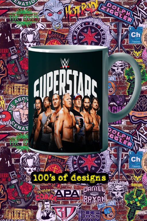 WWE SUPERSTARS 11oz Mug featuring John Cena | The Rock | Hulk Hogan - Pro Wrestling Design