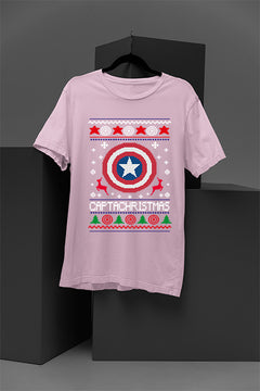 UGLY - Retro Captain America Shield Capachristmas Christmas T-Shirt | Vintage Marvel Fan Apparel |