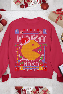 UGLY Retro Pacman Christmas Sweatshirt | Vintage Arcade Gaming | Festive Ugly Design |