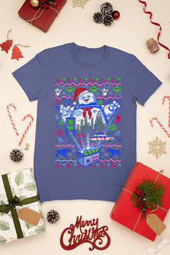 KIDS UGLY Ghostbusters Marshmallow Man Christmas T-shirt | Kids Christmas Ugly Design |