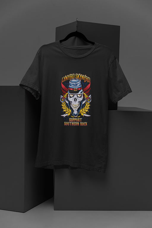 Lynryd Skynrd Support Southern Rock Band Tee | Vintage 70s Style | Retro Music Shirt | Inspired by Lynryd Skynrd | Rock 'n' Roll Fashion | Classic Southern Rock Gear | Distressed Graphic Design | Retro