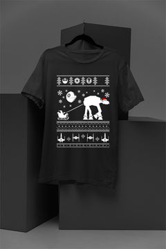 UGLY Galactic Sleigh Star Wars Christmas Tee | Retro Sci-Fi Festive Tee | Vintage Star Wars