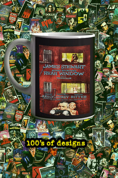 Rear Window 11oz Mug James Stewart Grace Kelly Film Memorabilia Vintage Design | Classic Hitchcock Movie Collectible Home Decor