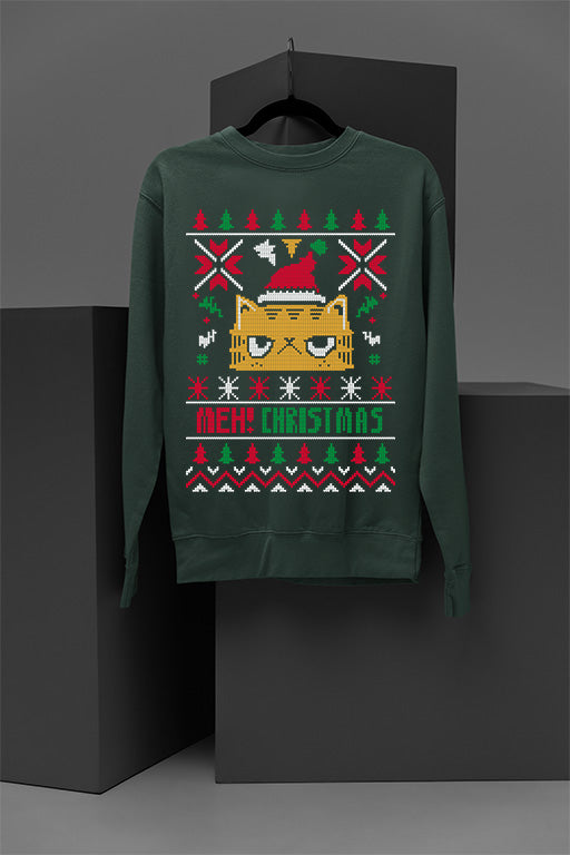 UGLY Meh! Christmas Cat | Vintage Christmas | Retro Era | Festive Feline | Quir