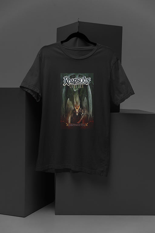 Rhapsody Of Fire Dark Wings of Steel | Band Tee | Epic Fantasy Metal | Symphony of Enchanted Lands Era | Power Metal Tee | Dark Wings of Steel Design | Rhapsody of Fire Inspired Shirt