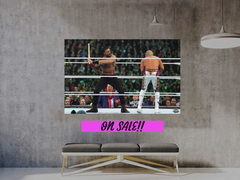 Wrestlemania 40 Roman Reigns Hits Cody Rhodes With A Kendo Stick Gloss Poster | Premium Wrestlemania 40 Print | Wrestling Fan Art Decor | Sports Wall Poster Print | Collectible Wrestlemania 40 Roman Reigns Hits Cody Rhodes With