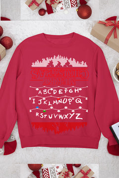 UGLY Stranger Things Christmas Lights Chaos Sweatshirt | Retro 80s Vibe | Upside