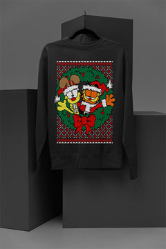 UGLY Retro Garfield and Odie Christmas Sweatshirt | Vintage Cartoon Characters | Nostalgic