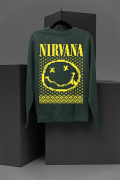 UGLY Classic Nirvana Band Logo & Iconic Smiley Face Christmas Sweatshirt | Grunge Style