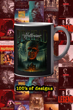 Halloween Pinhead 11oz Mug | Horror Film Poster Design | Scary Movie Fan Gift