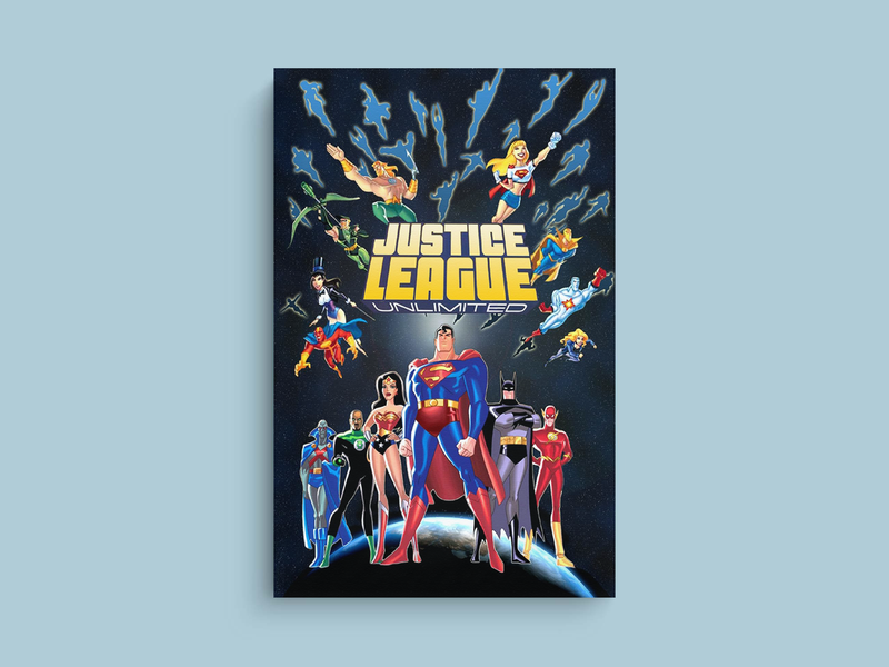 Justice League Unlimited Canvas Print | DC Comics | Justice League Unlimited Design | Superman Wonder Woman Batman Flash Green Lantern Hawk Girl Martian Manhunter Canvas Print