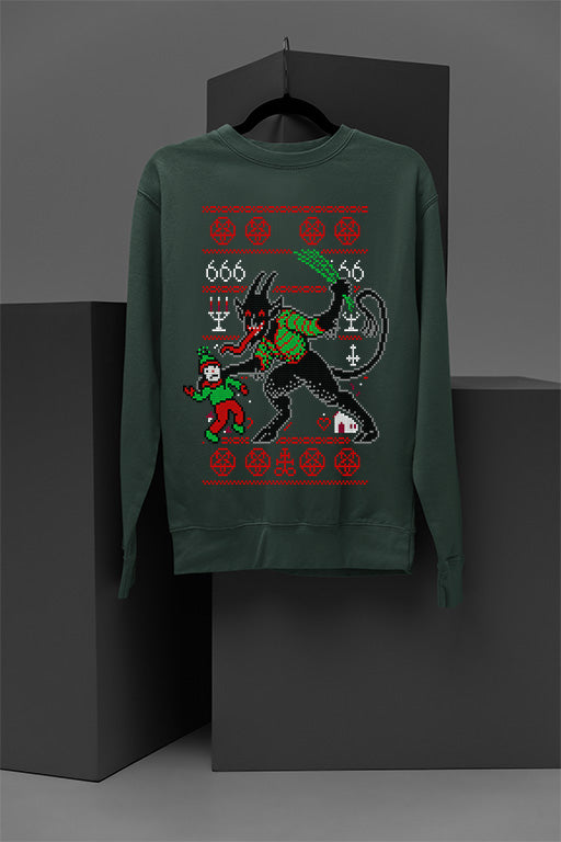 UGLY Krampus Christmas Sweatshirt - Vintage Era Horror | Festive Ugly Design | Retro Demon