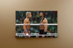 Wrestlemania 40 Canvas Print | Cody Rhodes And Roman Reigns Wrestlemania Staredown Design | Wrestlemania 40 Wrestling Art | Wrestlemania 40 Collectible Decor | Roman Reigns vs Cody Rhodes Wall Art | Wrestlemania Canvas Print