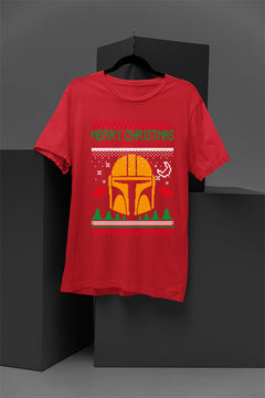 UGLY Mandalorian Holiday Cheer Christmas T-Shirt | Beskar Armor | Grogu | Bounty Hunter |