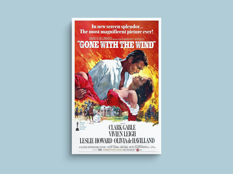 Gone with the Wind Canvas Print | Film Memorabilia | Classic Movie Art | Vivien Leigh | Clark Gable