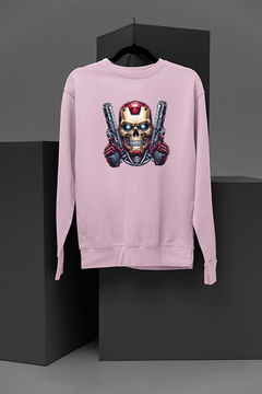 "Marvel Inspired Iron Man Skull Sweatshirt | Superhero Fan Apparel | Metallic Design | Comic Book Fashion | Avengers Inspired Clothing"