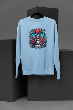 "Spectacular Spidey Skeleton Sweatshirt | Marvel Comic-Inspired Graphic Tee | Unique Spiderman Skeleton Suit Design | Comic Fan | Graphic Novel Fashion"