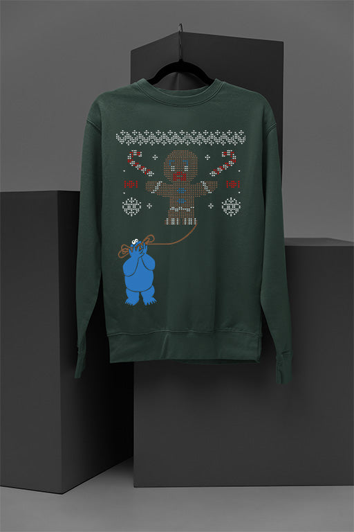 UGLY Festive Cookie Monster Christmas Sweatshirt | Retro Holiday Splurge | 90s Nost
