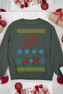 UGLY Flashy Christmas Delight | DC The Flash Logo | Holiday Speedster Fun | Retro Era