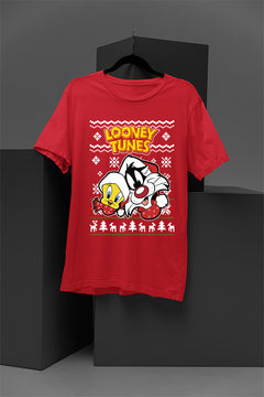 UGLY Retro Sylvester and Tweety Festive Vibes T-Shirt | Looney Tunes Retro